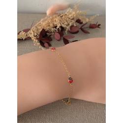 Bracelet Coccinelles émail rouge En Or 18 CARATS 750/1000 - Bijoux Enfant