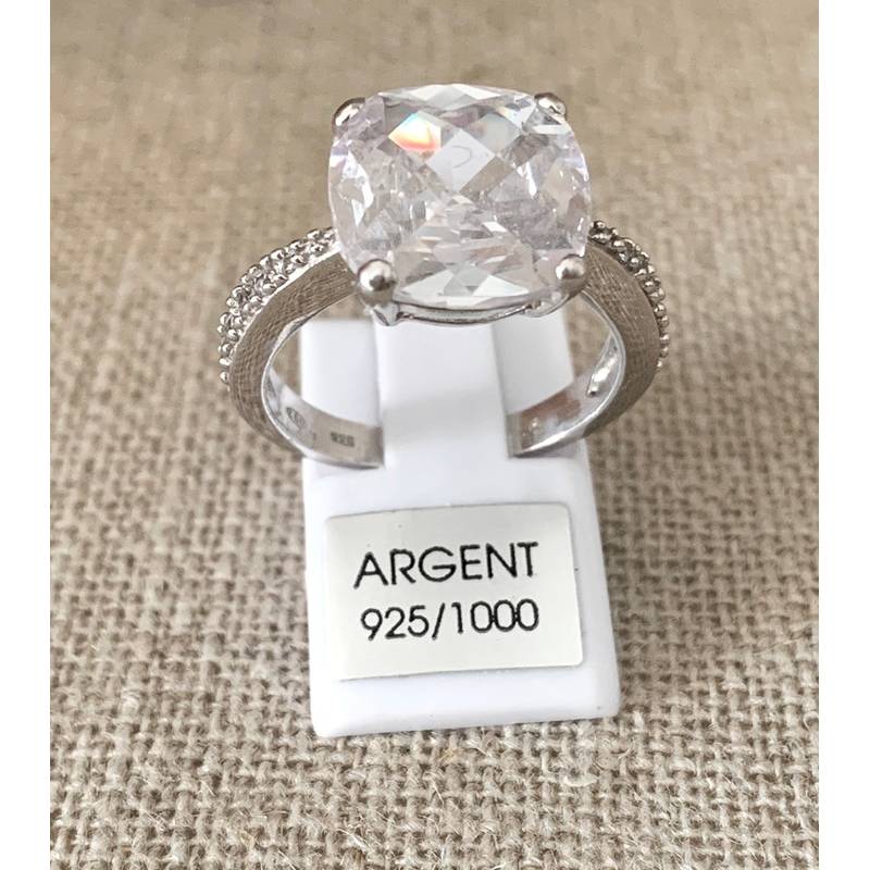 BAGUE PAVÉ CUBIC ZIRCONIUM ARGENT MASSIF 925/1000 TAILLES 50 À 60