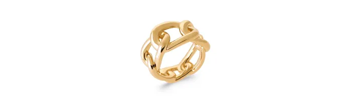 Bague Large En Forme de Chaîne Plaqué or 18 CARATS 750 Millièmes Tailles 48 à 68