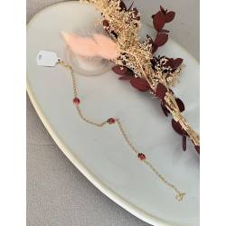 Bracelet Coccinelles émail rouge En Or 18 CARATS 750/1000 - Bijoux Enfant