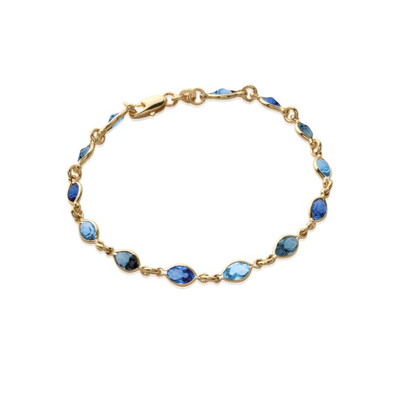 Bracelet cristal De Swarovski couleur Bleu Plaqué Or 18 Carats