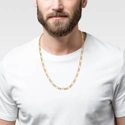 Chaîne Maille Figaro 55CM X 5MM Plaqué or 18 CARATS 750/1000 Bijoux Homme