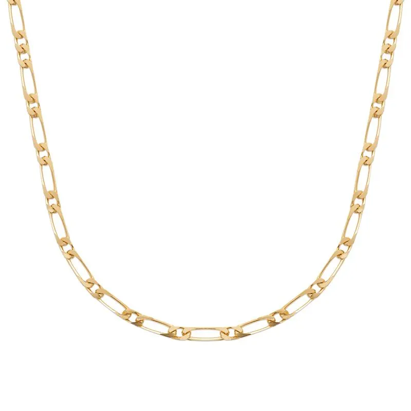 Chaîne Homme Maille Figaro 4mm X 55cm - Plaqué Or 18 Carats 750/1000 - Bijouxia Neuf