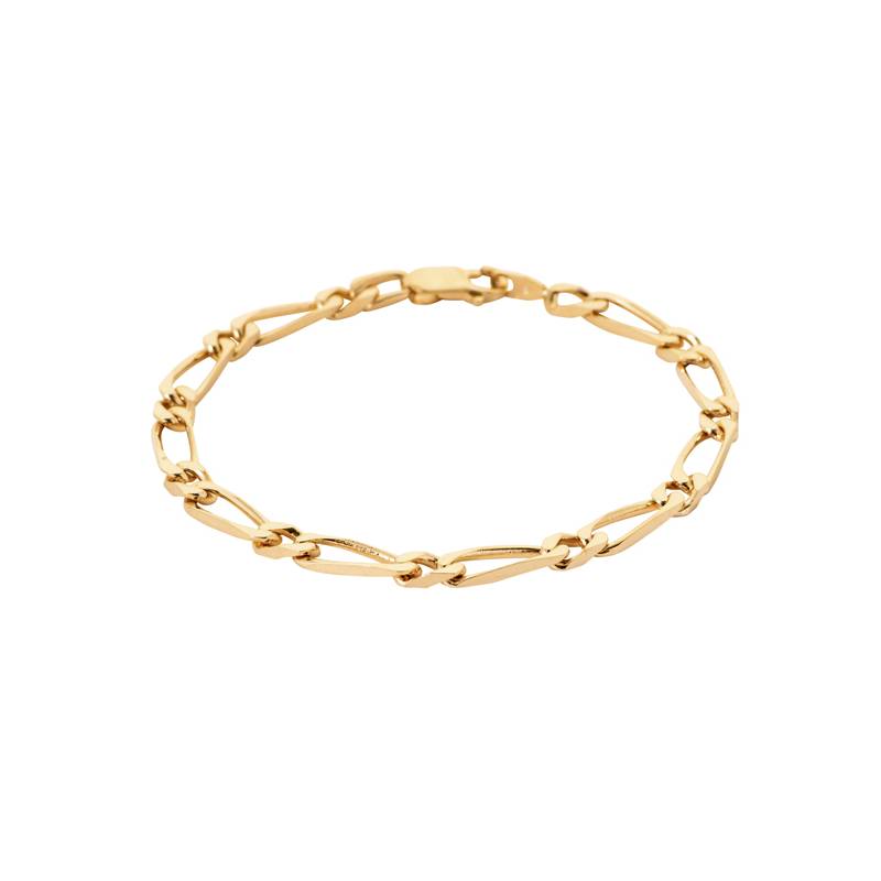 Bracelet Maille Alternée 1-1 Figaro 21cm x 5mm Plaqué or 18 Carats