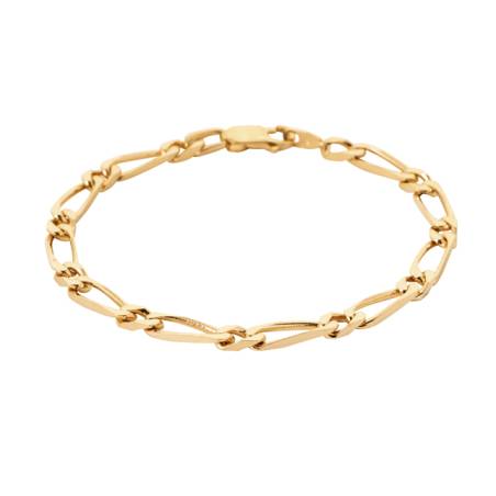 Bracelet Maille Alternée 1-1 Figaro 21cm x 5mm Plaqué or 18 Carats