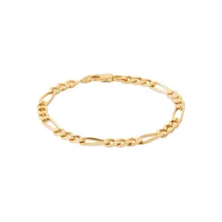Bracelet Maille Figaro 5MM x 21CM Plaqué or 18 Carats