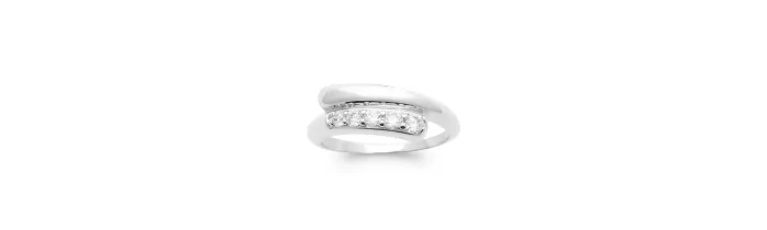Bague Goutte D'eau Empierrée Zirconium Argent Massif 925/000 T50 à T60