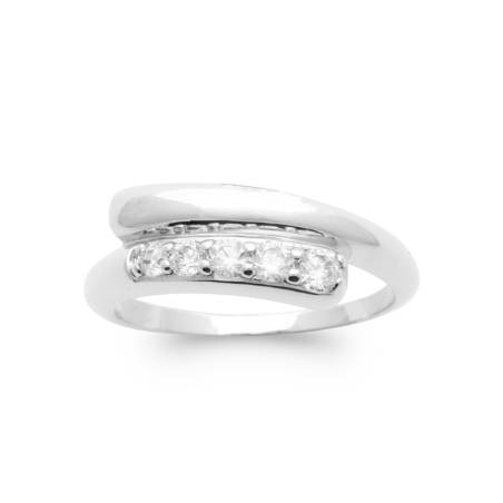 Bague Goutte D'eau Empierrée Zirconium Argent Massif 925/000 T50 à T60