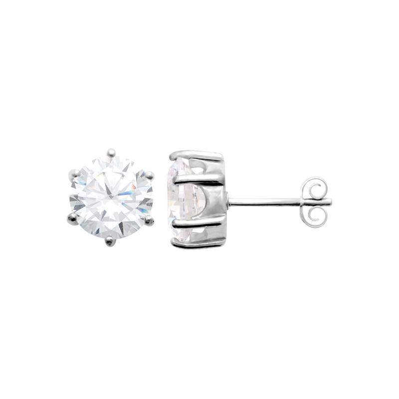 Boucle D'oreilles 9mm Cristal Zirconium Argent Massif Bijou Homme/Femme