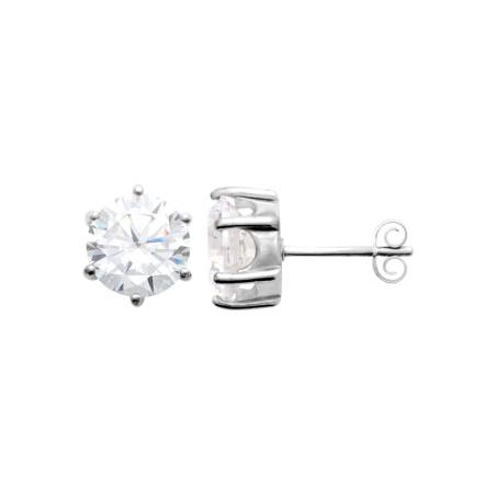 Boucle D'oreilles 9mm Cristal Zirconium Argent Massif Bijou Homme/Femme