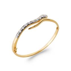 Bracelet Jonc Ouvrant Empierré Forme SERPENT Plaqué or 18 Carats