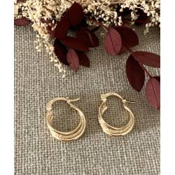 Créoles En Plaqué Or 18Ct Scintillantes 1.5cm Diamètre NEUF