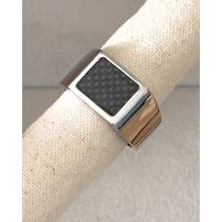 Bague Chevalière Acier Inox et Carbone Bijoux T56 à 70