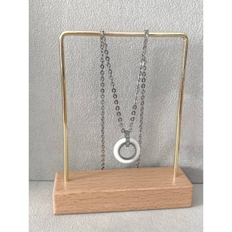 Collier Chaîne + Pendentif Céramique ZIRCONIUM & Acier