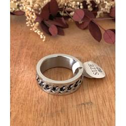 Bague Taille 62 Ronde Effet Gourmette Acier Inoxydable Bijoux Homme