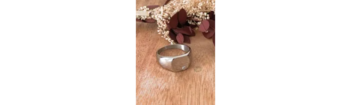 Bague Chevalière Avec Cristal Oxyde de Zirconium Argent Massif Rhodié T56 à 68