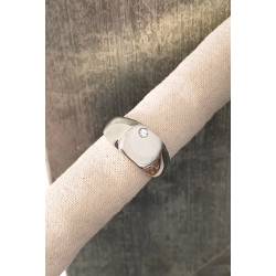 Bague Chevalière Avec Cristal Oxyde de Zirconium Argent Massif Rhodié T56 à 68