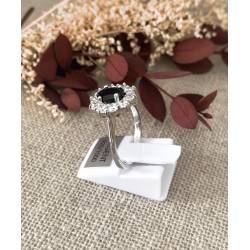 Bague Fleur Marquise Saphir Naturel Et Zirconium En Argent Massif 925 Rhodié T48 à 68