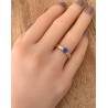 Bague Pierre Bleu Zirconium Saphir Plaqué Or 18 Carats 5 Microns Tailles 50 à 60