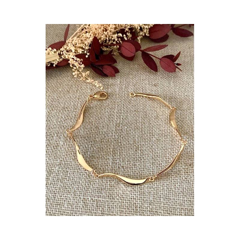 Bracelet Semi Rigide Torsadé 18CM Plaqué Or 18 carats 750/1000