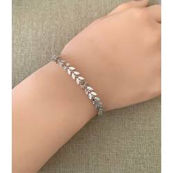Bracelet Feuilles de Laurier Argent Massif 925/000 Rhodié