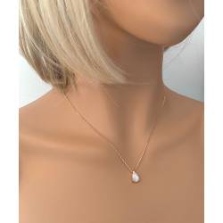 Collier Cristal Solitaire Zirconium Goutte D'eau Plaqué Or 18 carats 750/1000