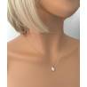 Collier Cristal Solitaire Zirconium Goutte D'eau Plaqué Or 18 carats 750/1000