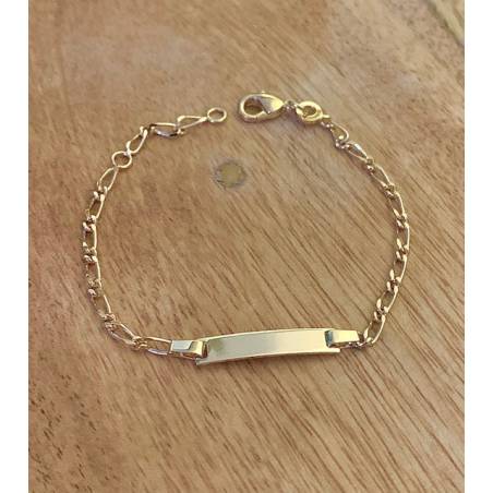 Bracelet Identité Personnalisable Maille Figaro pour enfant Plaqué or 18 Carats