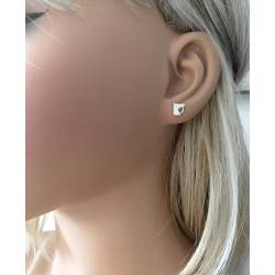 Boucles D'oreilles Puces Têtes Chevaux Argent Massif 925 Millièmes