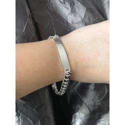 Bracelet HOMME Gravure Identité Gourmette 21 CM X 8MM Argent Massif 925/1000
