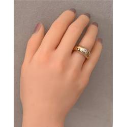 Bague Jonc Bombée Solitaire Zirconium Plaqué Or 18 Carats T50 à T60 Mixte