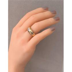 Bague Jonc Bombée Solitaire Zirconium Plaqué Or 18 Carats T50 à T60 Mixte