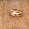 Bague Jonc Bombée Solitaire Zirconium Plaqué Or 18 Carats T50 à T60 Mixte