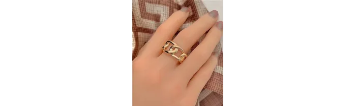 Bague Large En Forme de Chaîne Plaqué or 18 CARATS 750 Millièmes Tailles 48 à 68