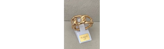 Bague Large En Forme de Chaîne Plaqué or 18 CARATS 750 Millièmes Tailles 48 à 68