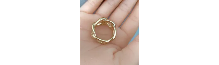 Bague Large En Forme de Chaîne Plaqué or 18 CARATS 750 Millièmes Tailles 48 à 68