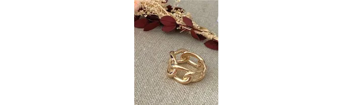 Bague Large En Forme de Chaîne Plaqué or 18 CARATS 750 Millièmes Tailles 48 à 68