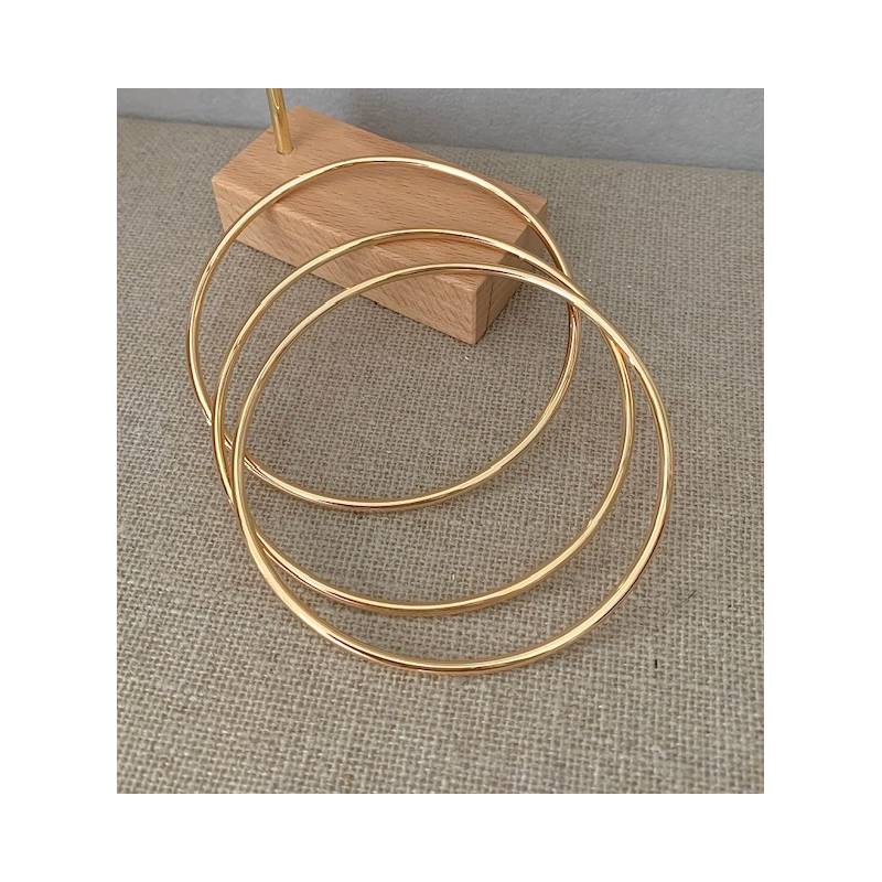 Bracelets Lot Triple Joncs Diamètre 62MM Plaqué Or 18 Carats 750/1000