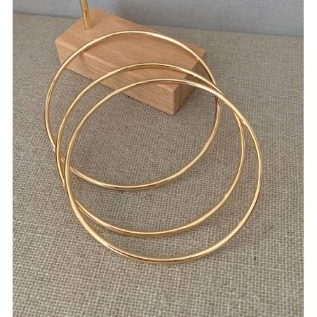 Bracelets Lot Triple Joncs Diamètre 62MM Plaqué Or 18 Carats 750/1000