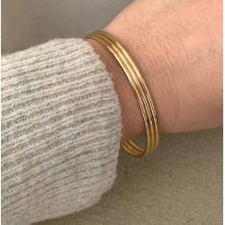 Bracelets Lot Triple Joncs Diamètre 66MM Plaqué Or 18 Carats 750/1000