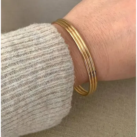 Bracelet Jonc En Plaqué Or 18 Carats - Diamètre 66 Mm, Neuf Avec étiquettes, Femme
