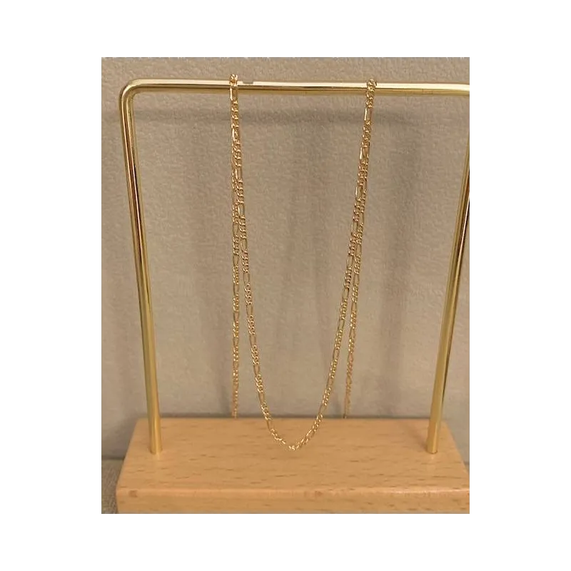 Chaîne Maille Figaro Fine 50cm - Épaisseur 2,50mm - Plaqué Or 18 Carats - Bijouxia - Neuf Avec étiquettes