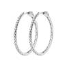 Boucles D'oreilles Créoles 4 CM Contour Strié En Argent Massif 925/000 Rhodié