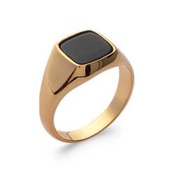 Bague Chevalière Onyx Plaqué Or 18 CARATS Tailles CHOIX 46 à T68