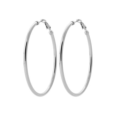 Grandes Créoles Lisses 7cm Acier Inoxydable Bijoux Femme