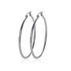 Créoles Diamètre 3cm Lisses En Acier Inoxydable argenté