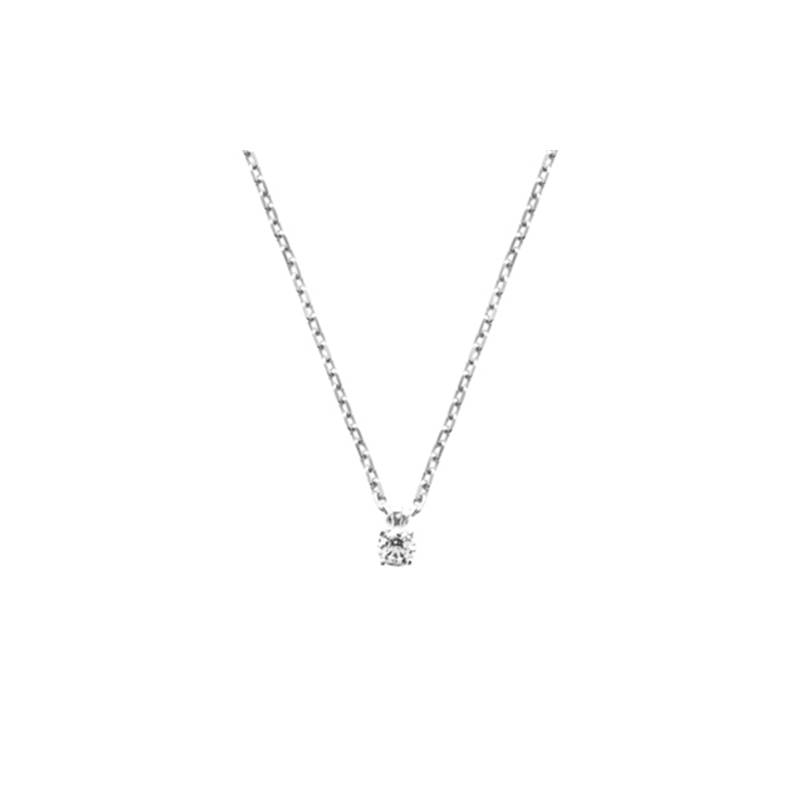 Collier Cristal 3MM Cubic Zirconium En Argent Massif 925/1000 Rhodié