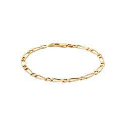 Bracelet Maille Alternée 1-1 Figaro 21cm x 4mm Plaqué or 18 Carats