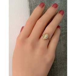 Bague Symbole Camée Bleu En Plaqué or 18 Carats 750/1000