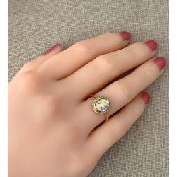 Bague Symbole Camée Bleu En Plaqué or 18 Carats 750/1000